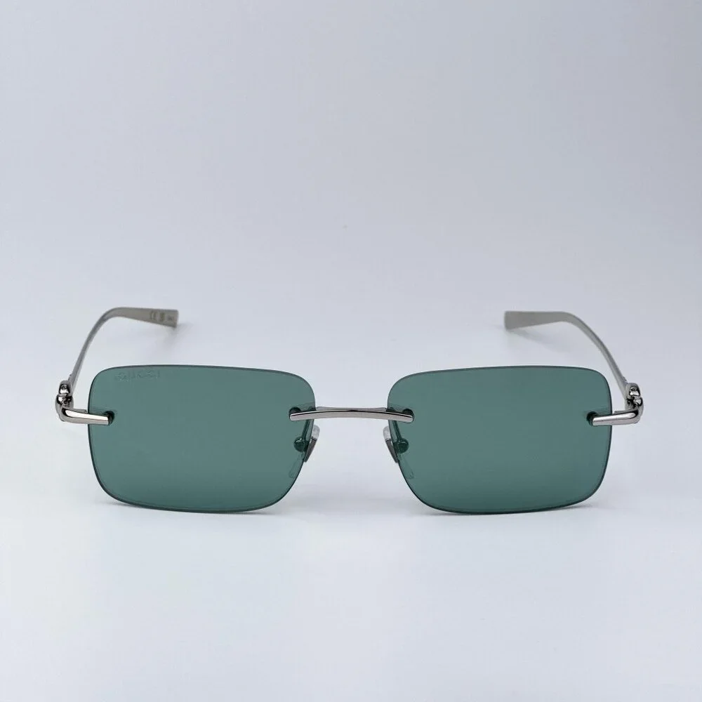 Gucci GG1703S 002 Men BRAND NEW Sunglasses Silver Green Mirror Rectangle